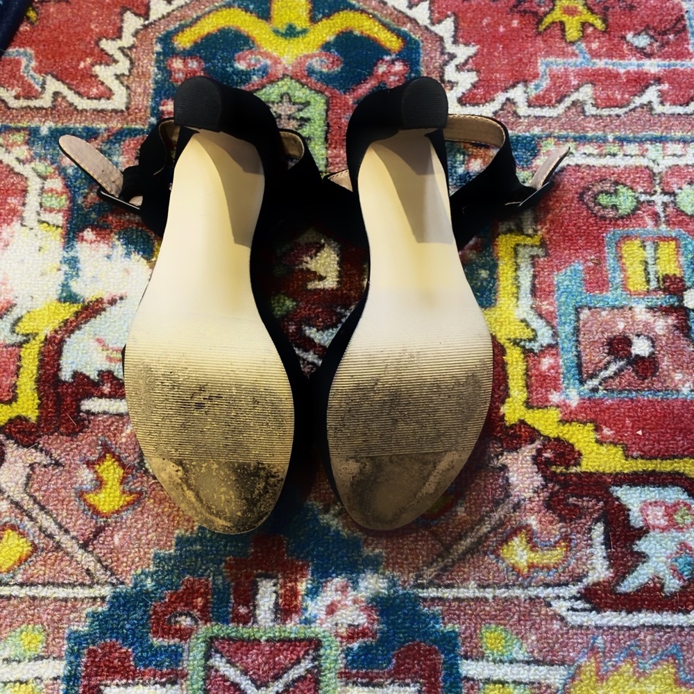 Black microsuede platform heels - Picture 4 of 5